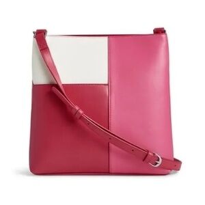 Vera Bradley Composition Colorblock Crossbody Bag Pink Rouge Off White Purse